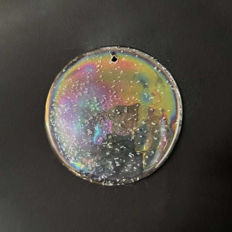 Aurora Chandelier Iridescent Murano Glass Disc-Neutral Decor