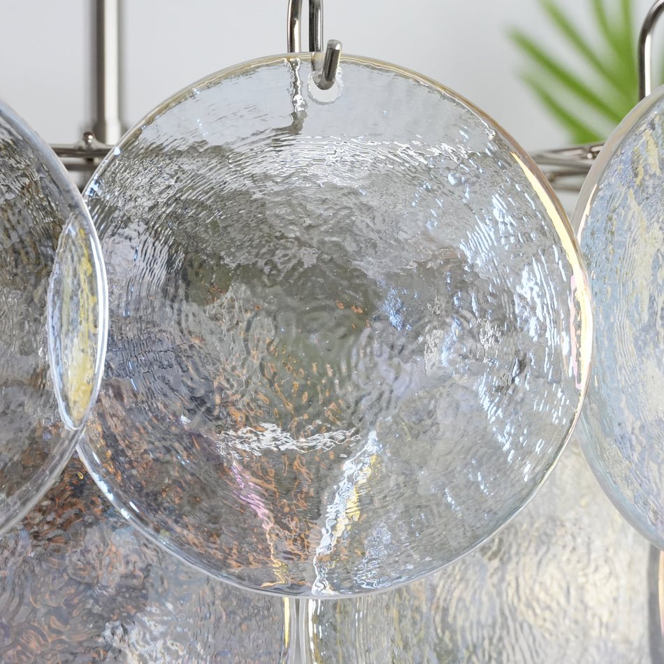 Aurora Chandelier Iridescent Murano Glass Disc-Neutral Decor
