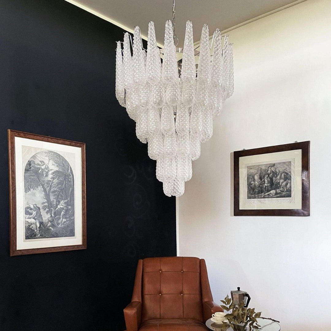 Aurora Chandelier Clear Murano Glass Dewdrop Layered-Neutral Decor