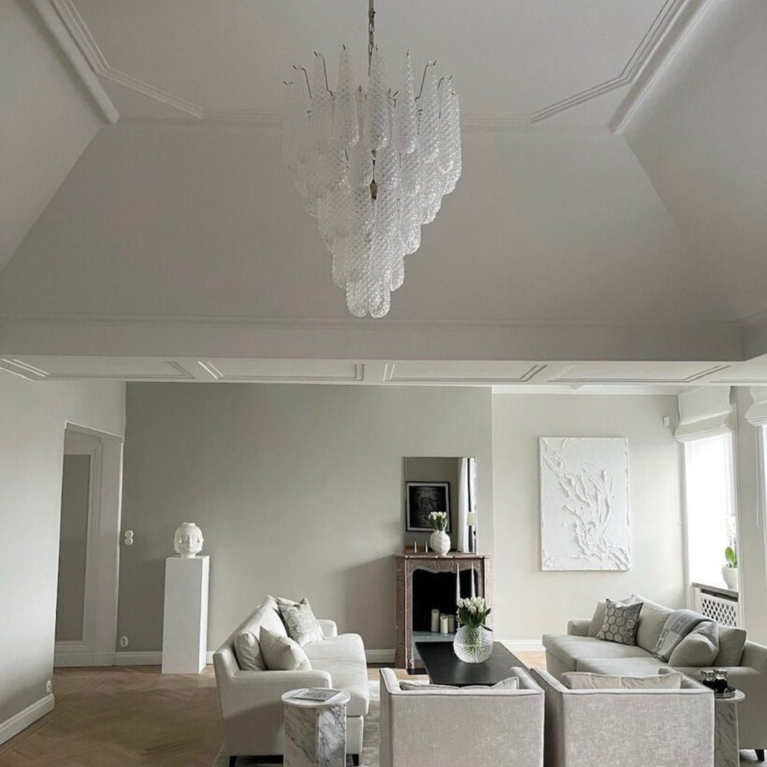 Aurora Chandelier Clear Murano Glass Dewdrop Layered-Neutral Decor