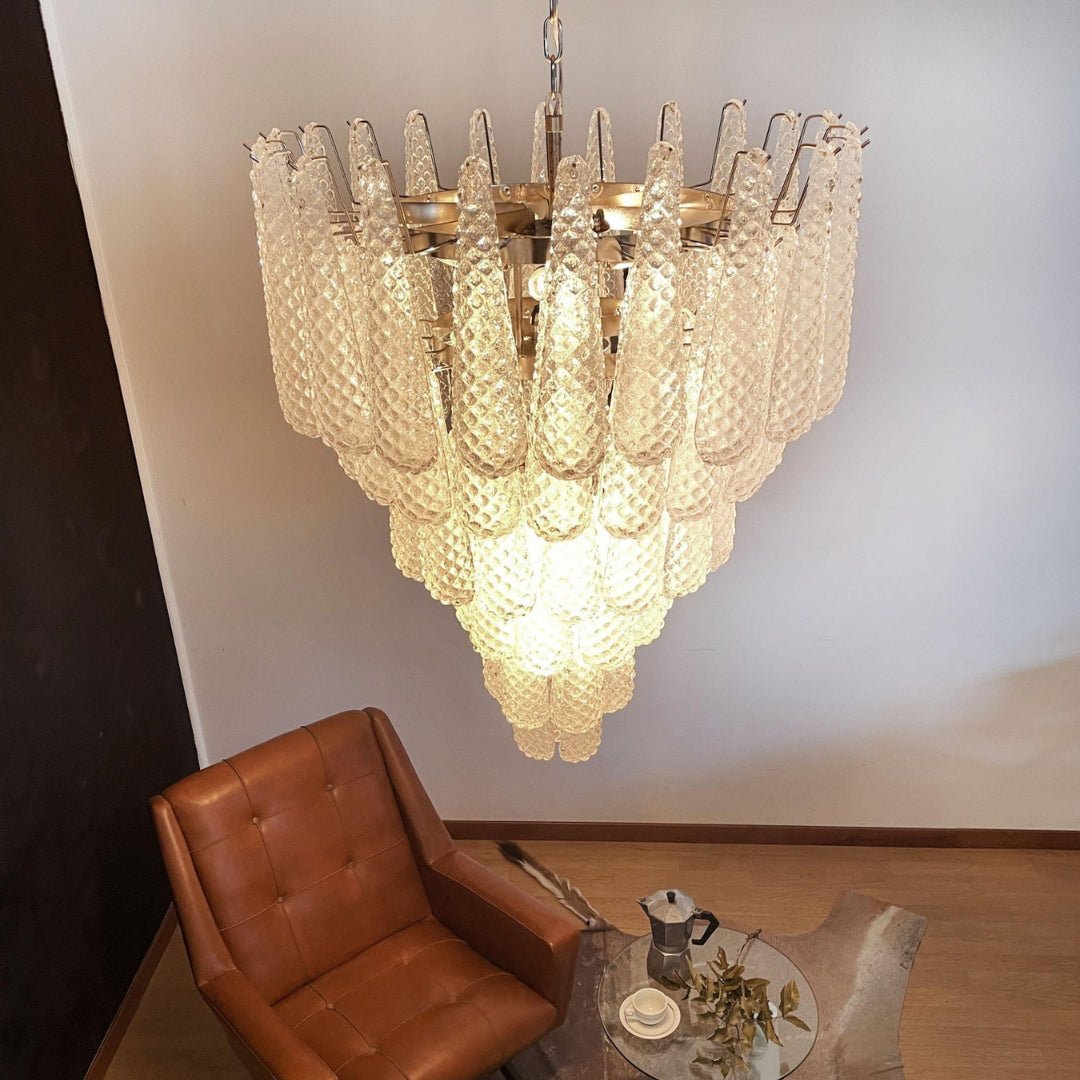 Aurora Chandelier Clear Murano Glass Dewdrop Layered-Neutral Decor