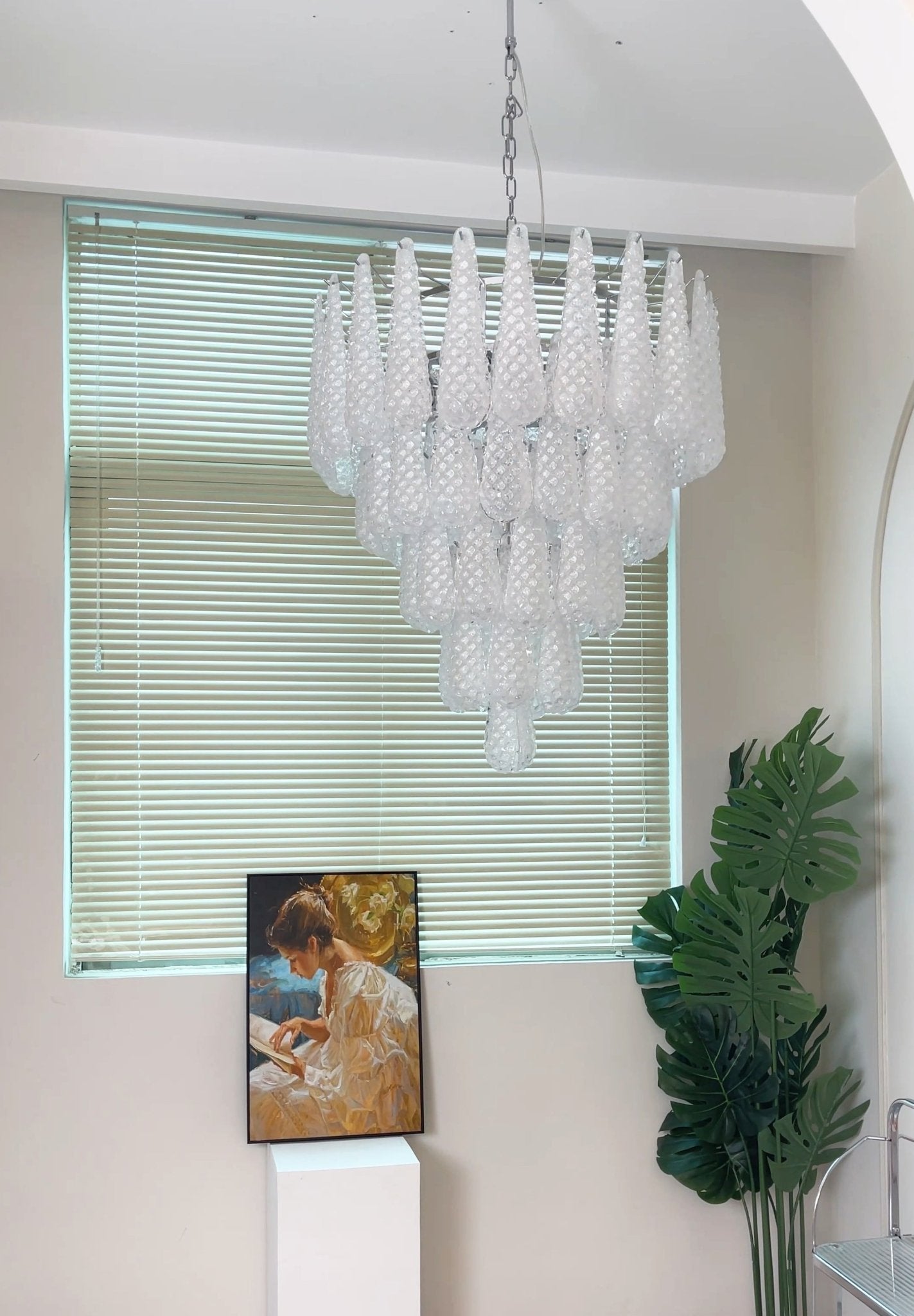 Aurora Chandelier Clear Murano Glass Dewdrop Layered-Neutral Decor