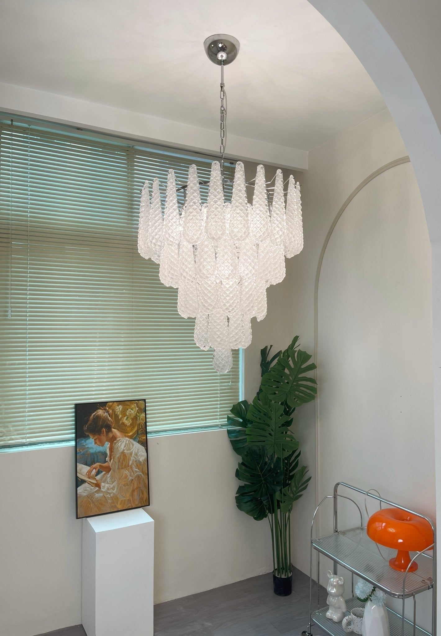 Aurora Chandelier Clear Murano Glass Dewdrop Layered-Neutral Decor