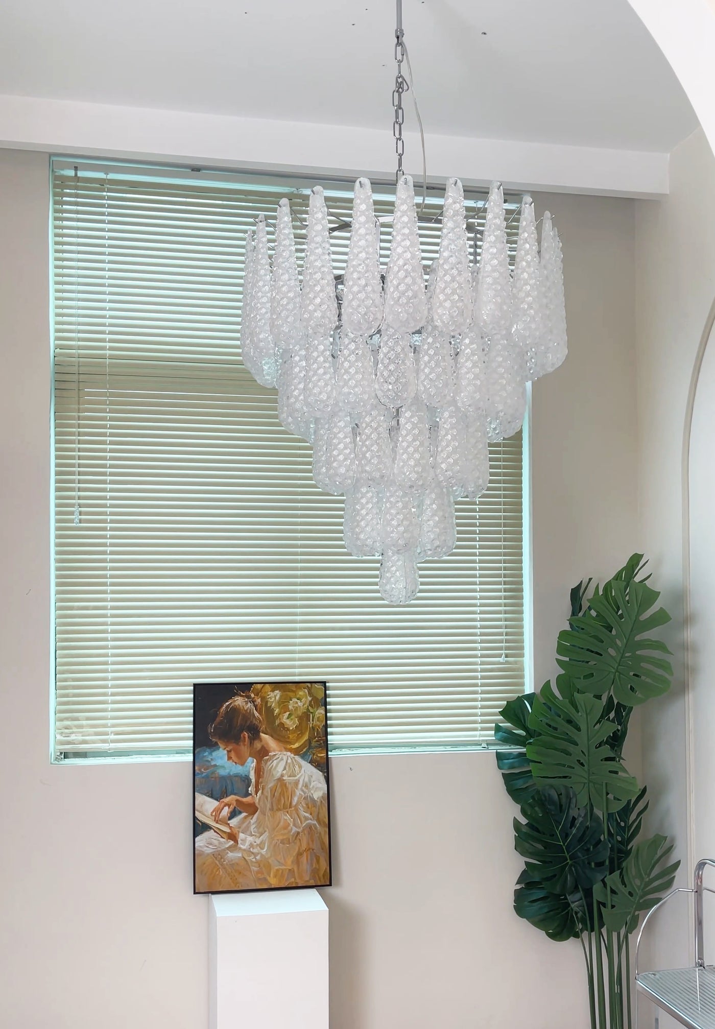Aurora Chandelier Clear Murano Glass Dewdrop Layered-Neutral Decor