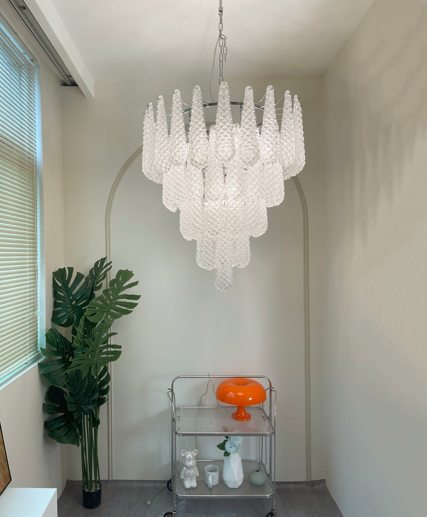 Aurora Chandelier Clear Murano Glass Dewdrop Layered-Neutral Decor
