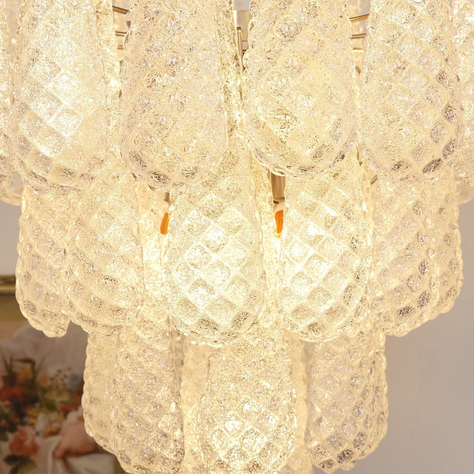 Aurora Chandelier Clear Murano Glass Dewdrop Layered-Neutral Decor