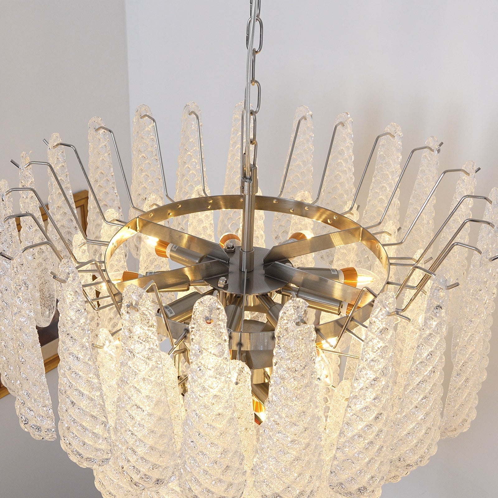 Aurora Chandelier Clear Murano Glass Dewdrop Layered-Neutral Decor