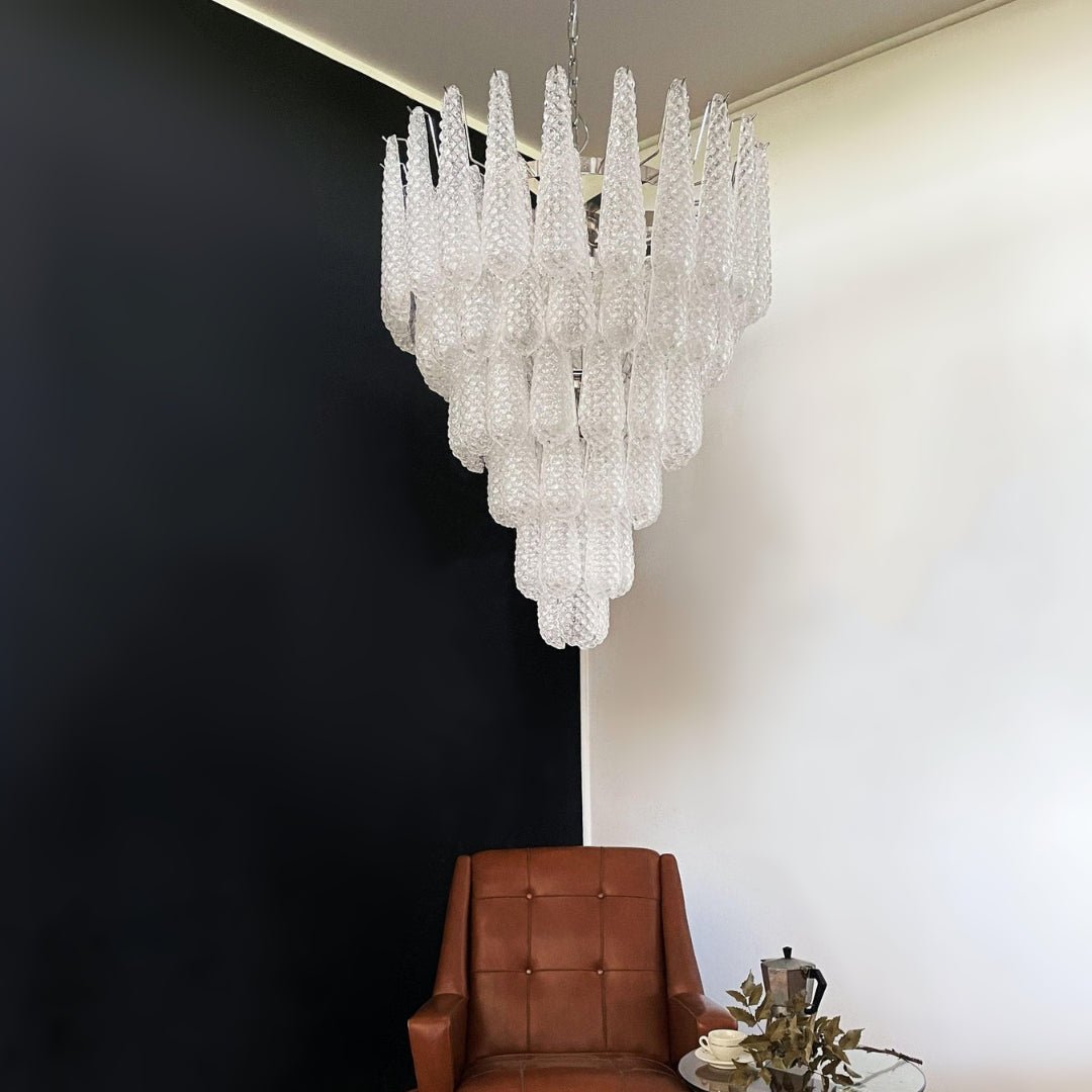 Aurora Chandelier Clear Murano Glass Dewdrop Layered-Neutral Decor