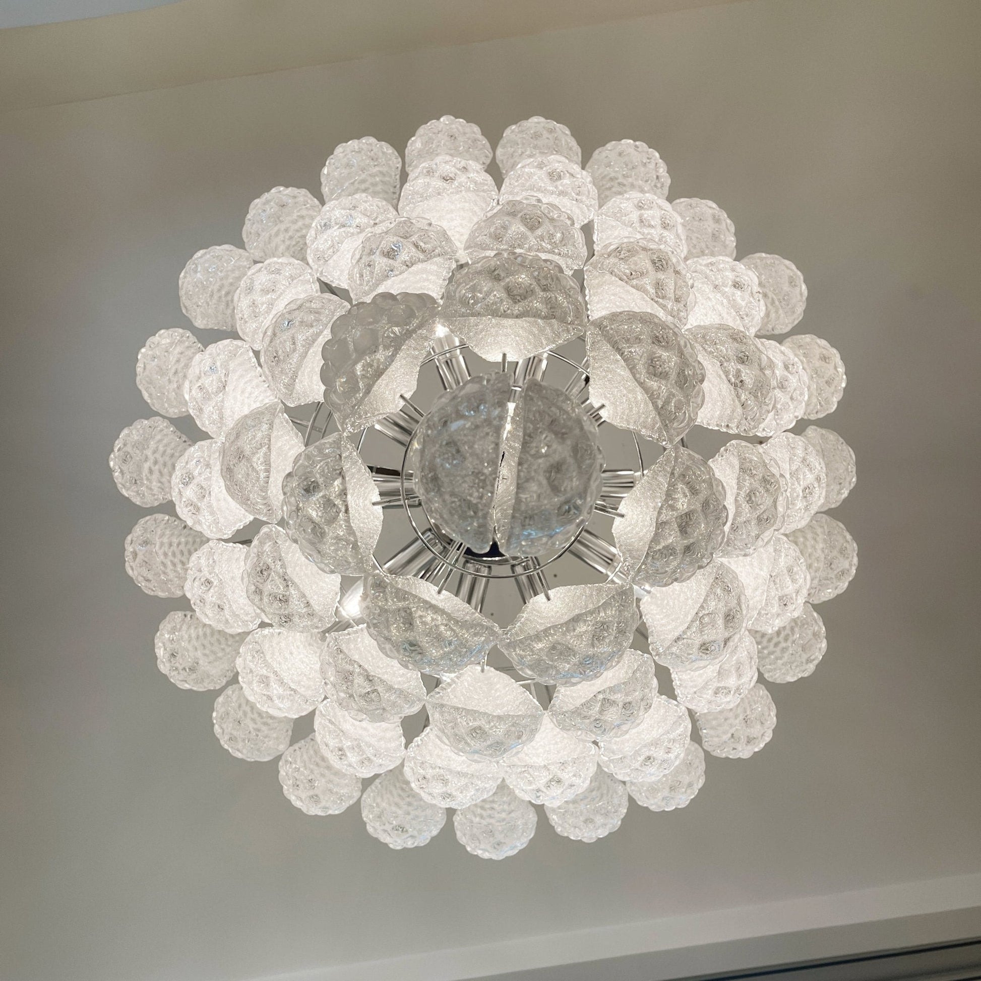 Aurora Chandelier Clear Murano Glass Dewdrop Layered-Neutral Decor