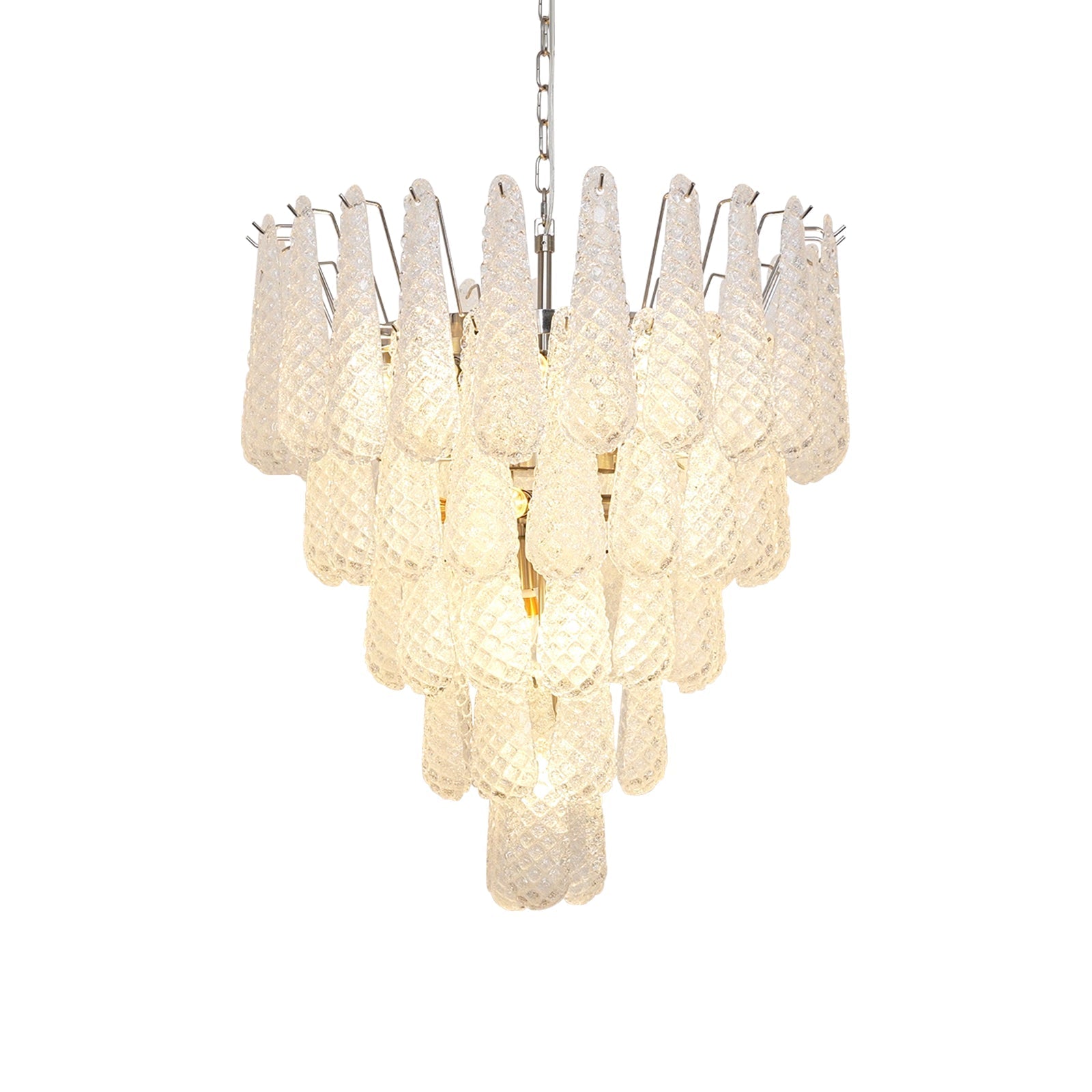 Aurora Chandelier Clear Murano Glass Dewdrop Layered-Neutral Decor