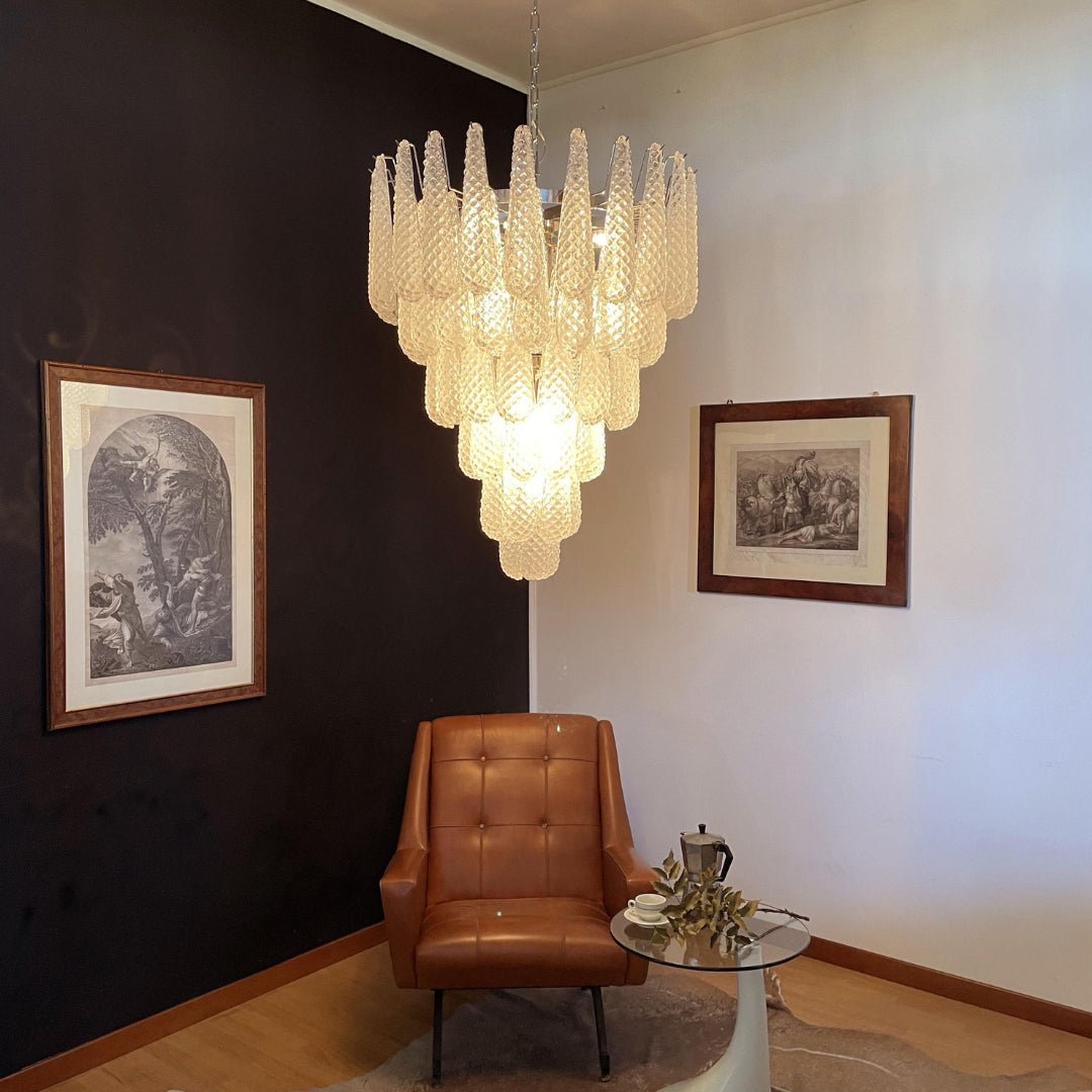 Aurora Chandelier Clear Murano Glass Dewdrop Layered-Neutral Decor