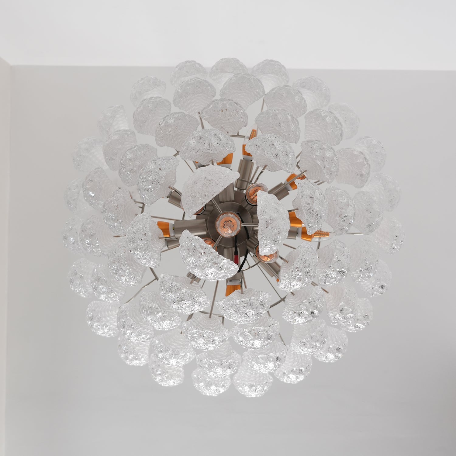 Aurora Chandelier Clear Droplets Murano Glass Waterfall Diamond-Neutral Decor