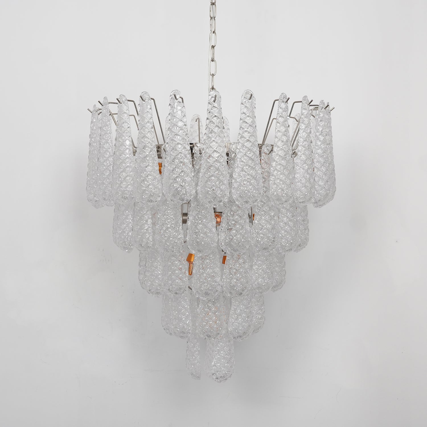 Aurora Chandelier Clear Droplets Murano Glass Waterfall Diamond-Neutral Decor
