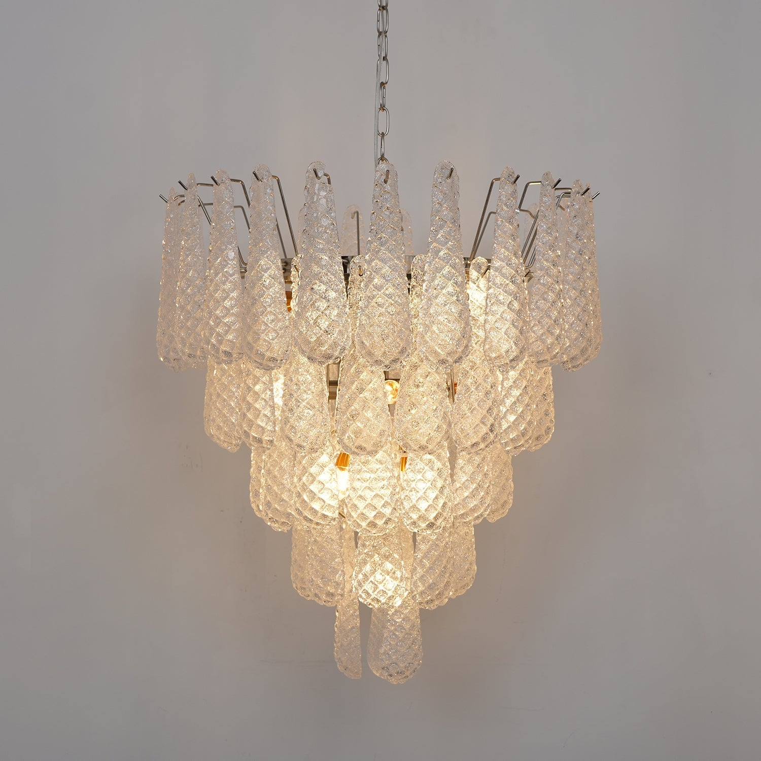 Aurora Chandelier Clear Droplets Murano Glass Waterfall Diamond-Neutral Decor