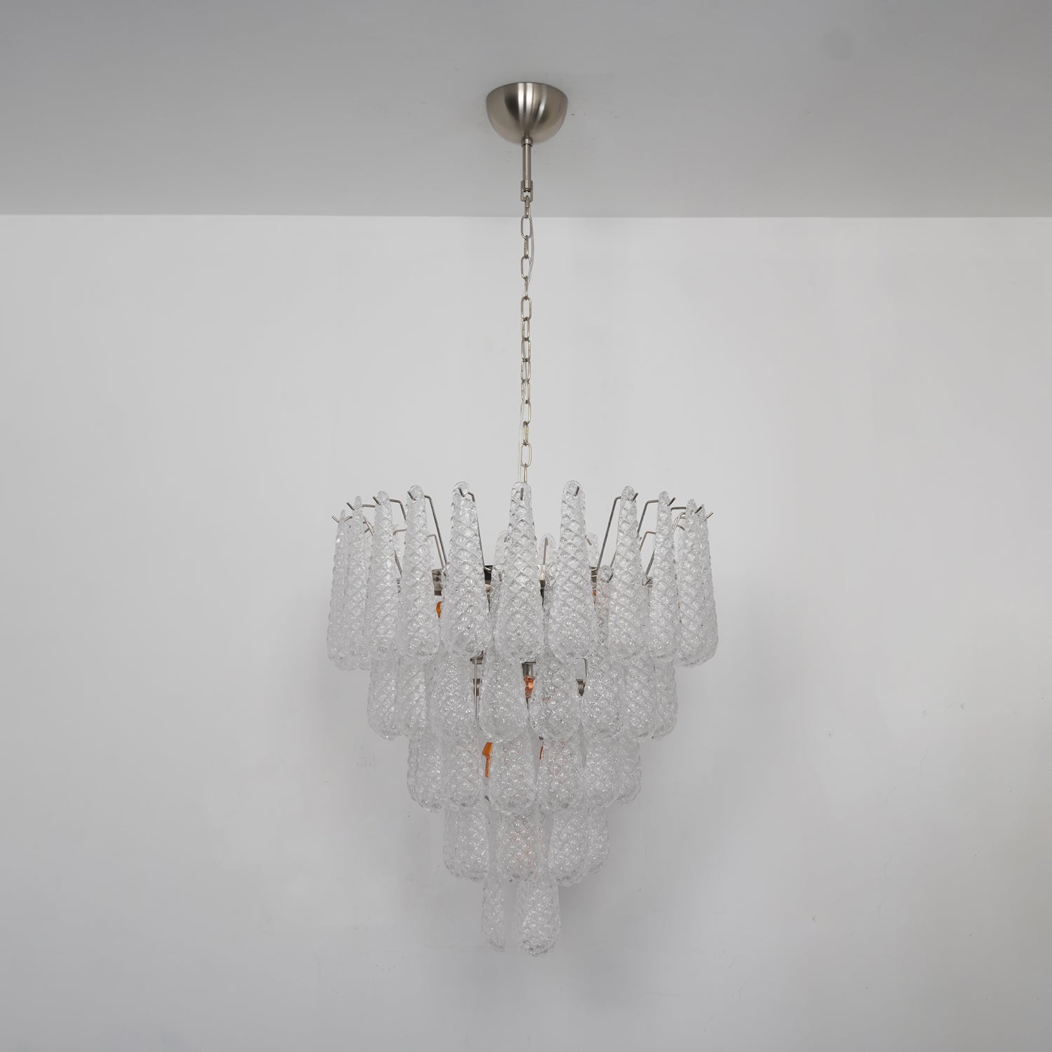 Aurora Chandelier Clear Droplets Murano Glass Waterfall Diamond-Neutral Decor