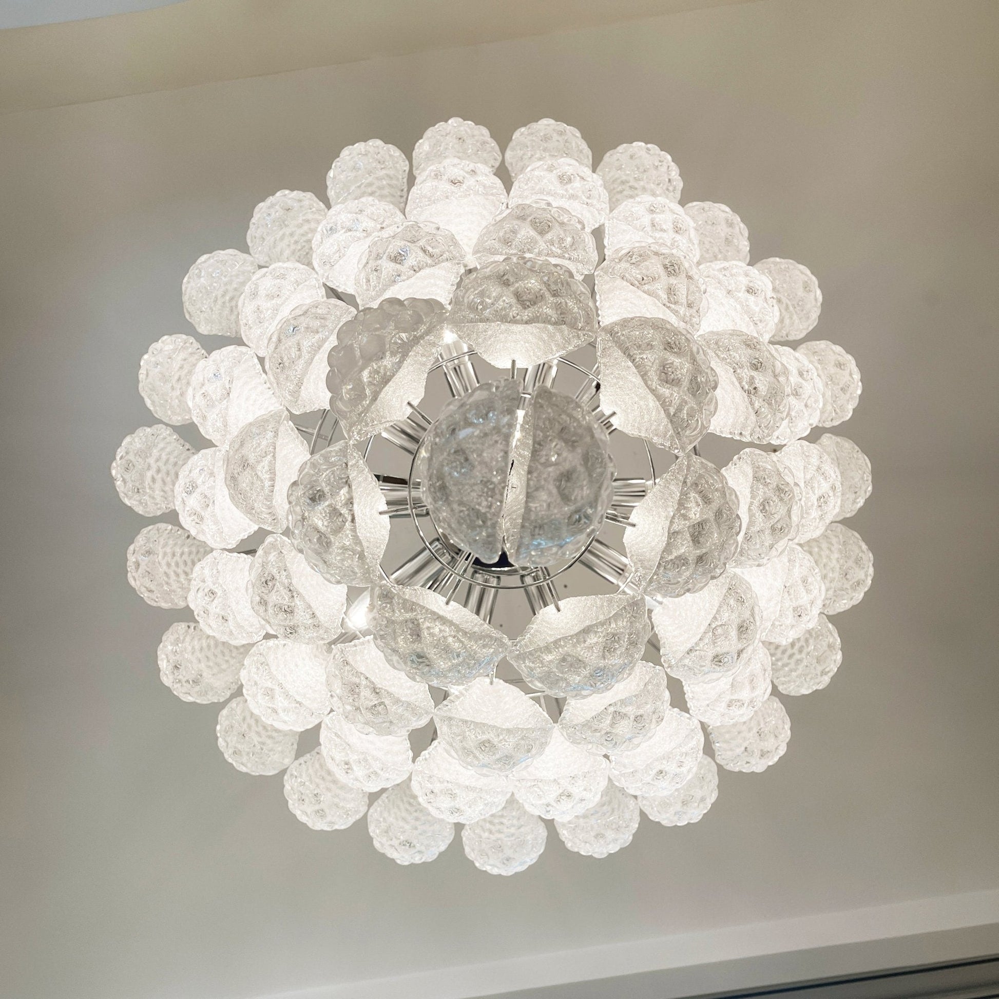 Aurora Chandelier Clear Droplets Murano Glass Waterfall Diamond-Neutral Decor