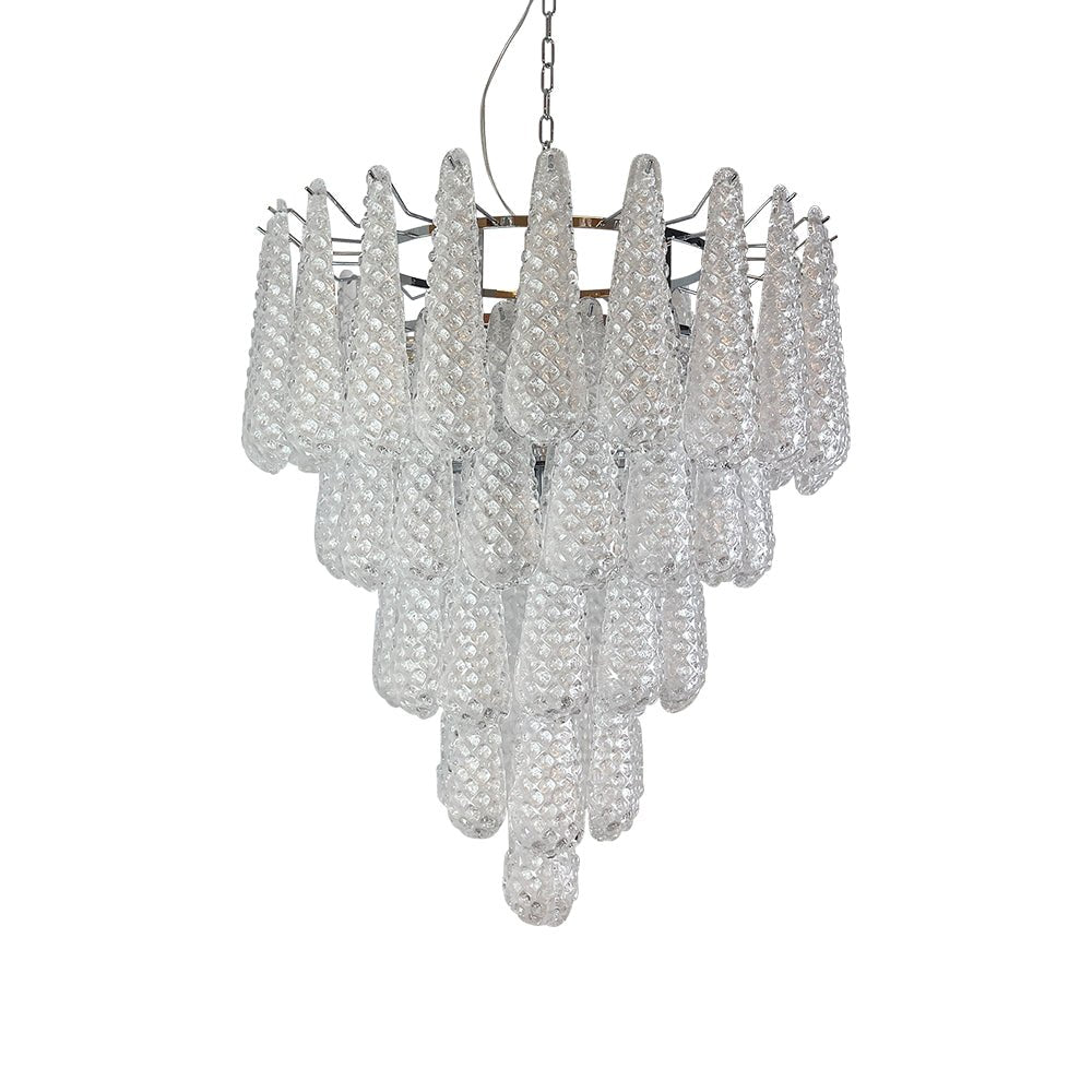 Aurora Chandelier Clear Droplets Murano Glass Waterfall Diamond-Neutral Decor