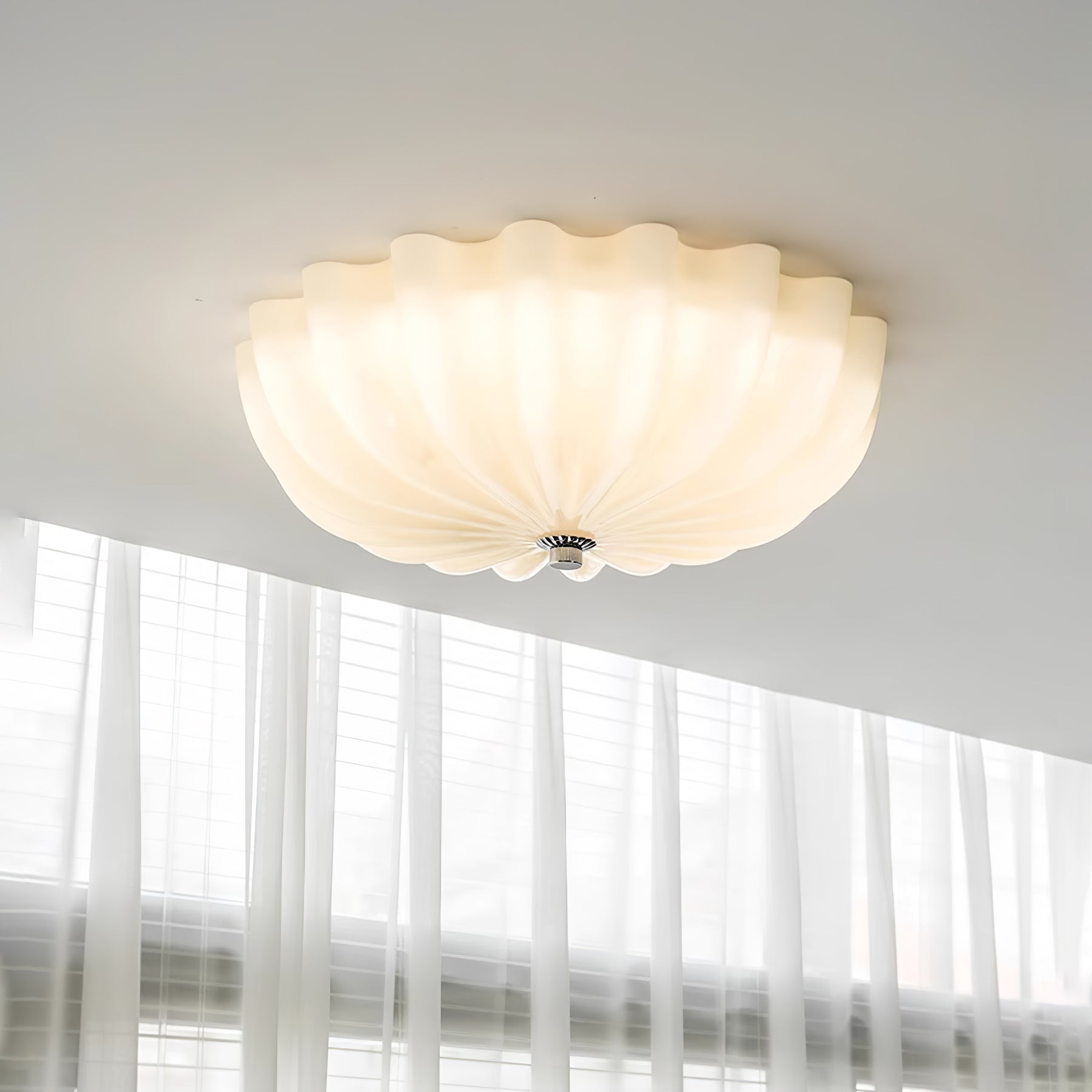 Urelis Ceiling Lamp Murano Blown Glass Shell Inspired-Neutral Decor