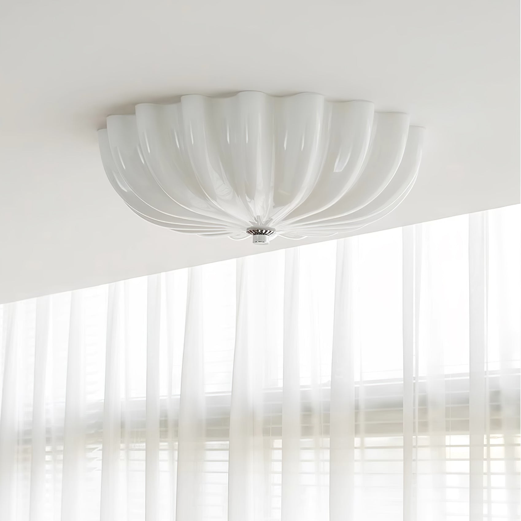 Urelis Ceiling Lamp Murano Blown Glass Shell Inspired-Neutral Decor