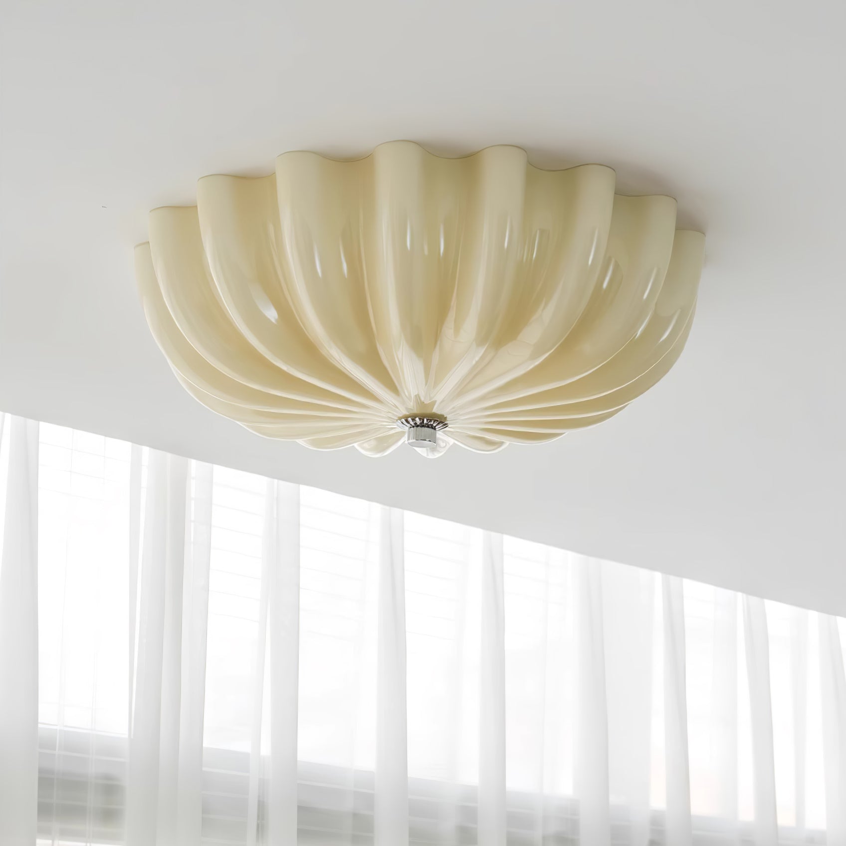 Urelis Ceiling Lamp Murano Blown Glass Shell Inspired-Neutral Decor