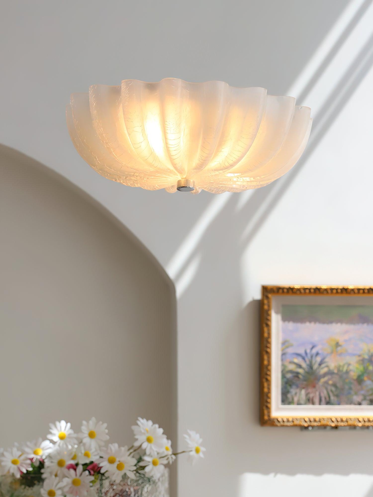Urelis Ceiling Lamp Murano Blown Glass Shell Inspired-Neutral Decor