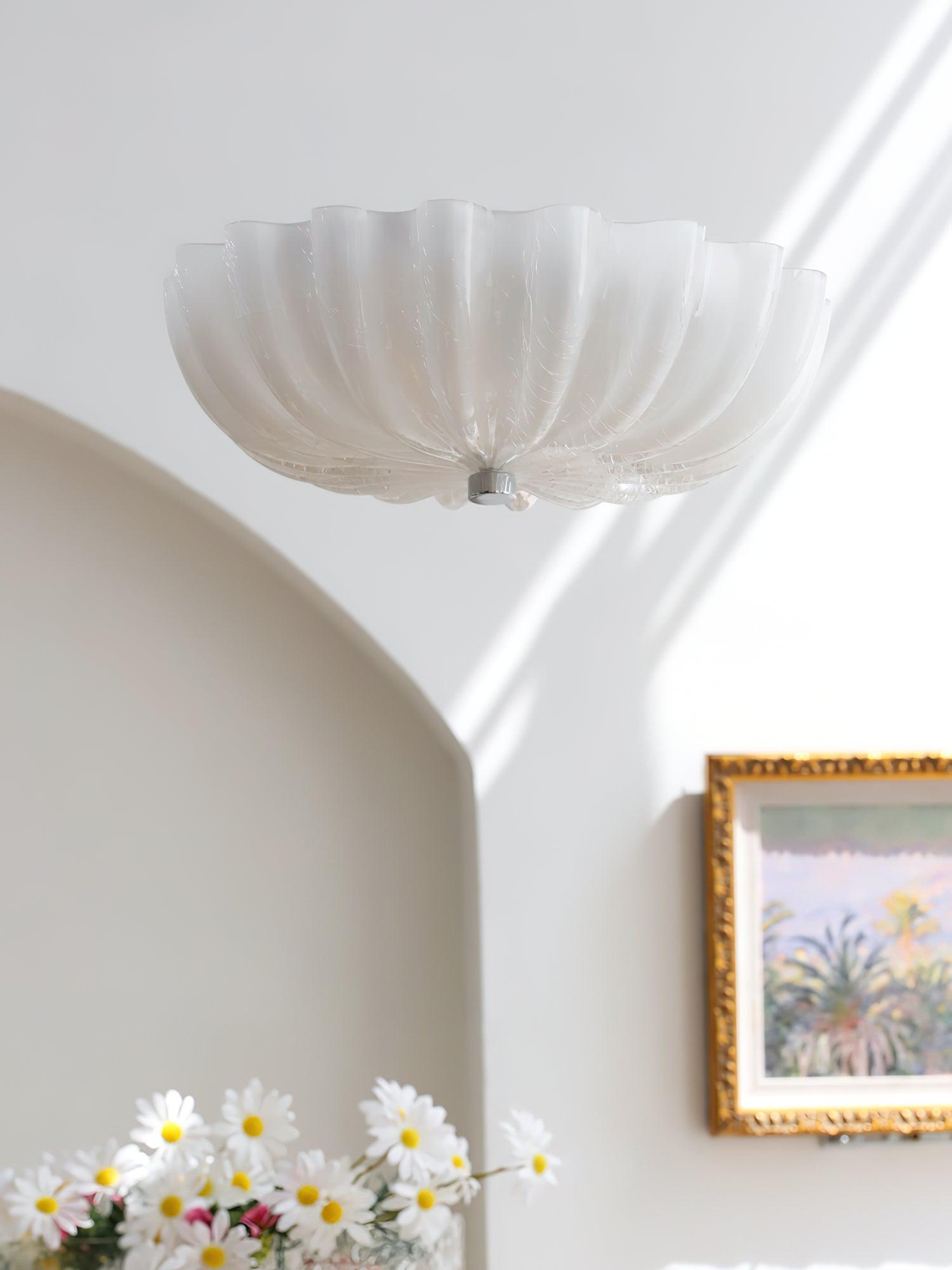 Urelis Ceiling Lamp Murano Blown Glass Shell Inspired-Neutral Decor