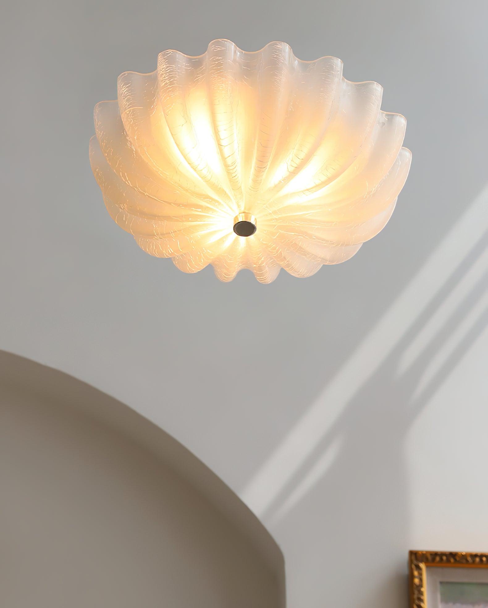 Urelis Ceiling Lamp Murano Blown Glass Shell Inspired-Neutral Decor