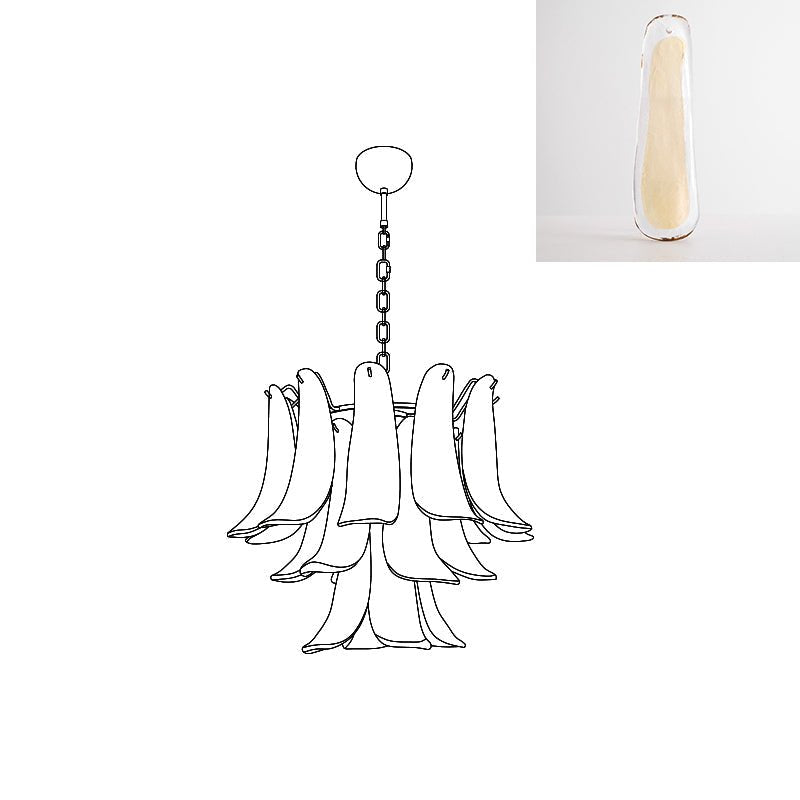 Aurora Chandelier Murano Glass Petals Vintage-Neutral Decor