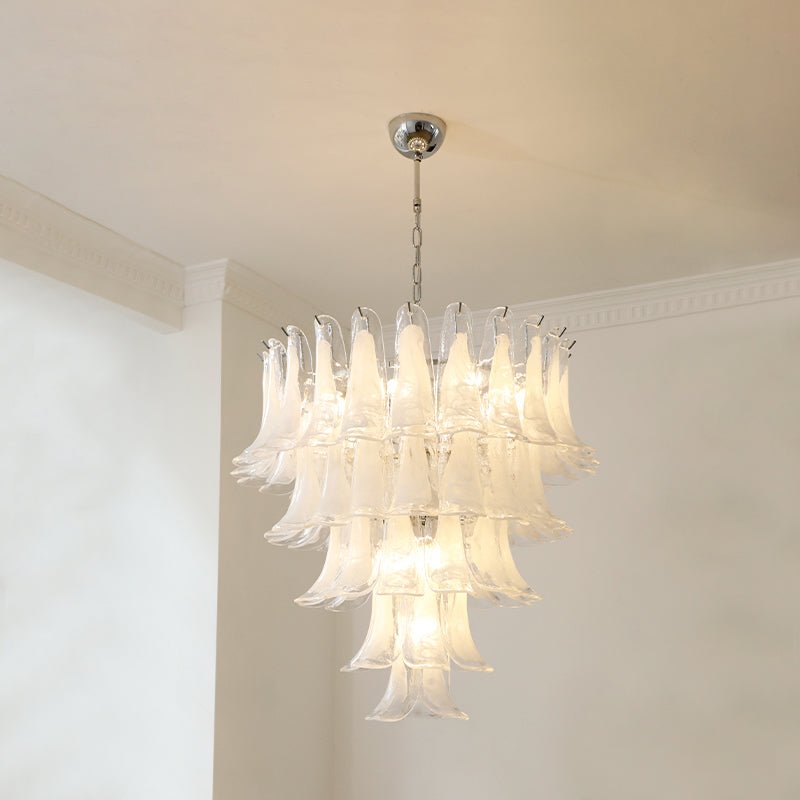 Aurora Chandelier Murano Glass Petals Vintage-Neutral Decor