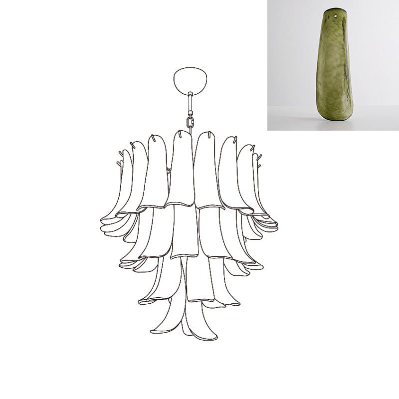 Aurora Chandelier Murano Glass Petals Vintage-Neutral Decor
