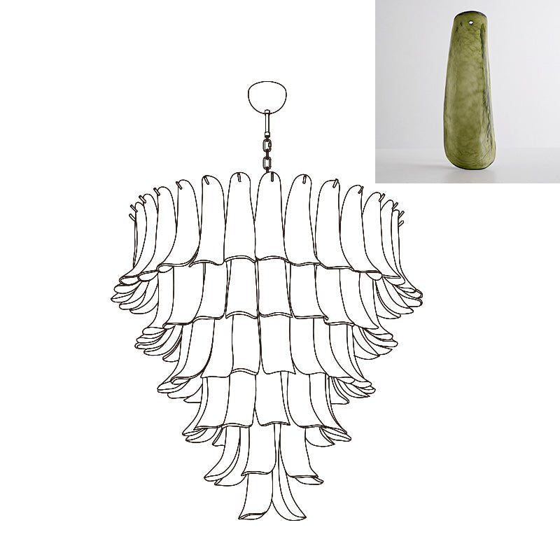 Aurora Chandelier Murano Glass Petals Vintage-Neutral Decor