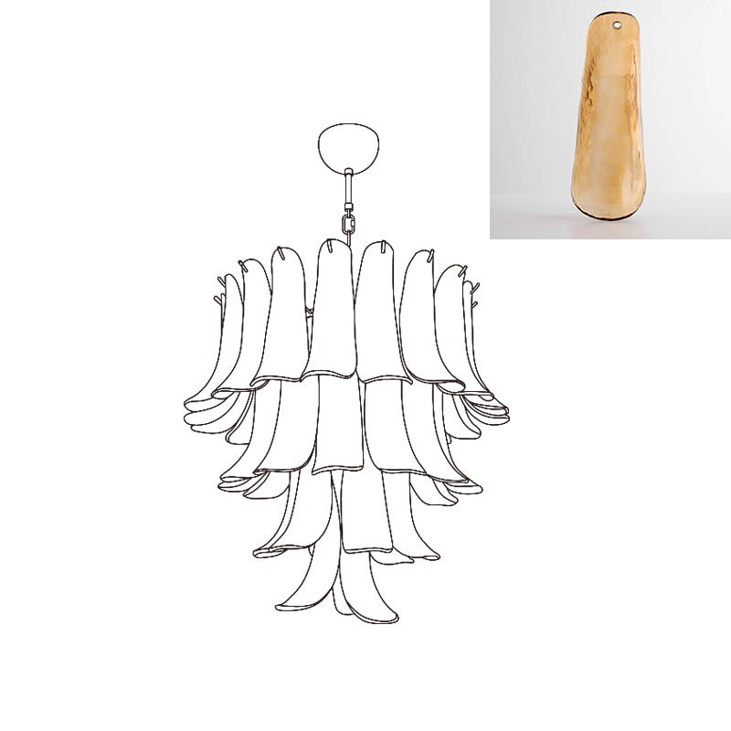 Aurora Chandelier Murano Glass Petals Vintage-Neutral Decor