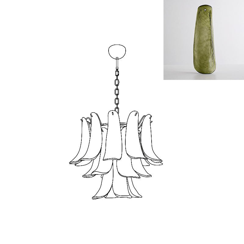 Aurora Chandelier Murano Glass Petals Vintage-Neutral Decor