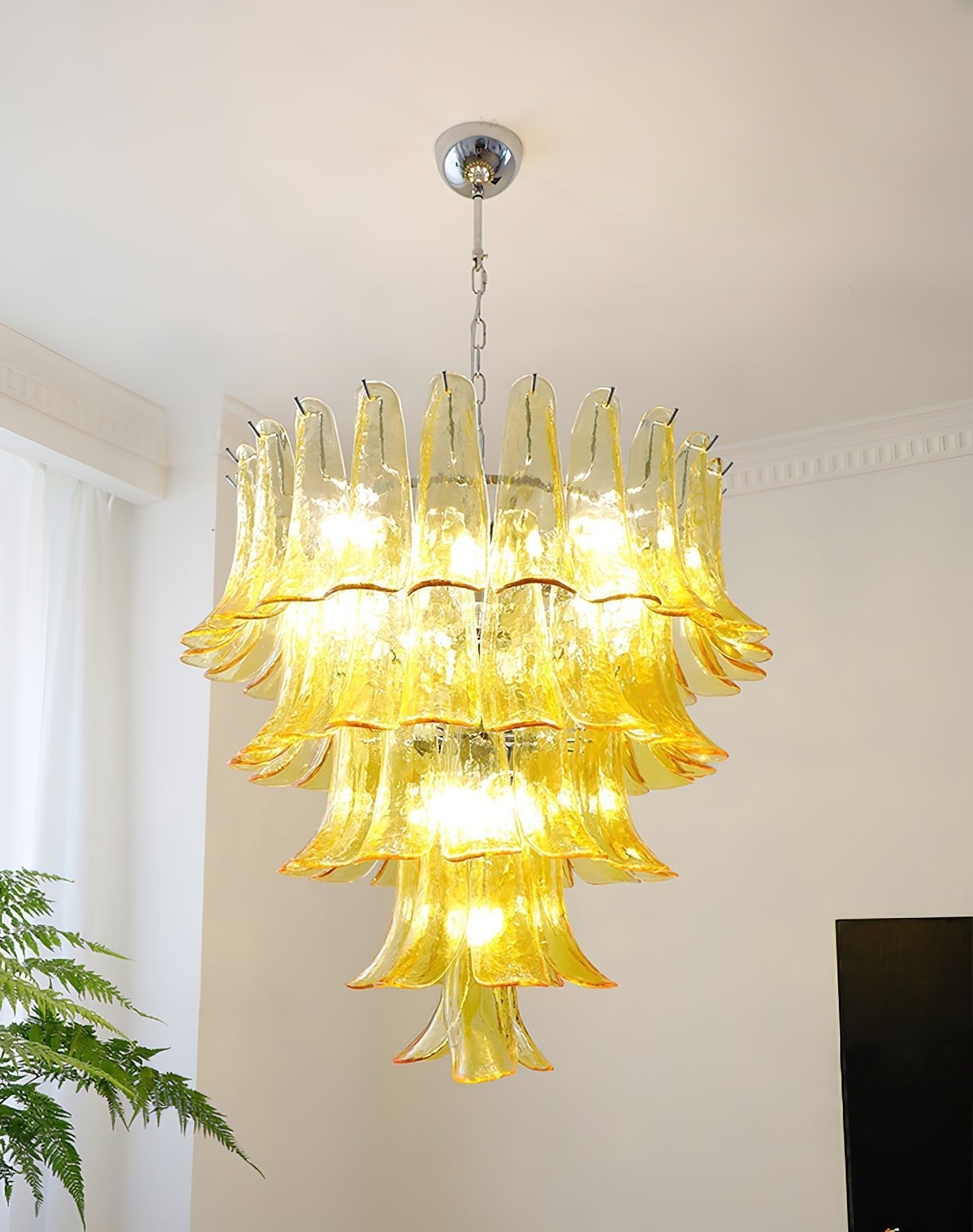 Aurora Chandelier Murano Glass Petals Vintage-Neutral Decor
