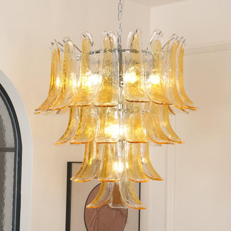 Aurora Chandelier Murano Glass Petals Vintage-Neutral Decor