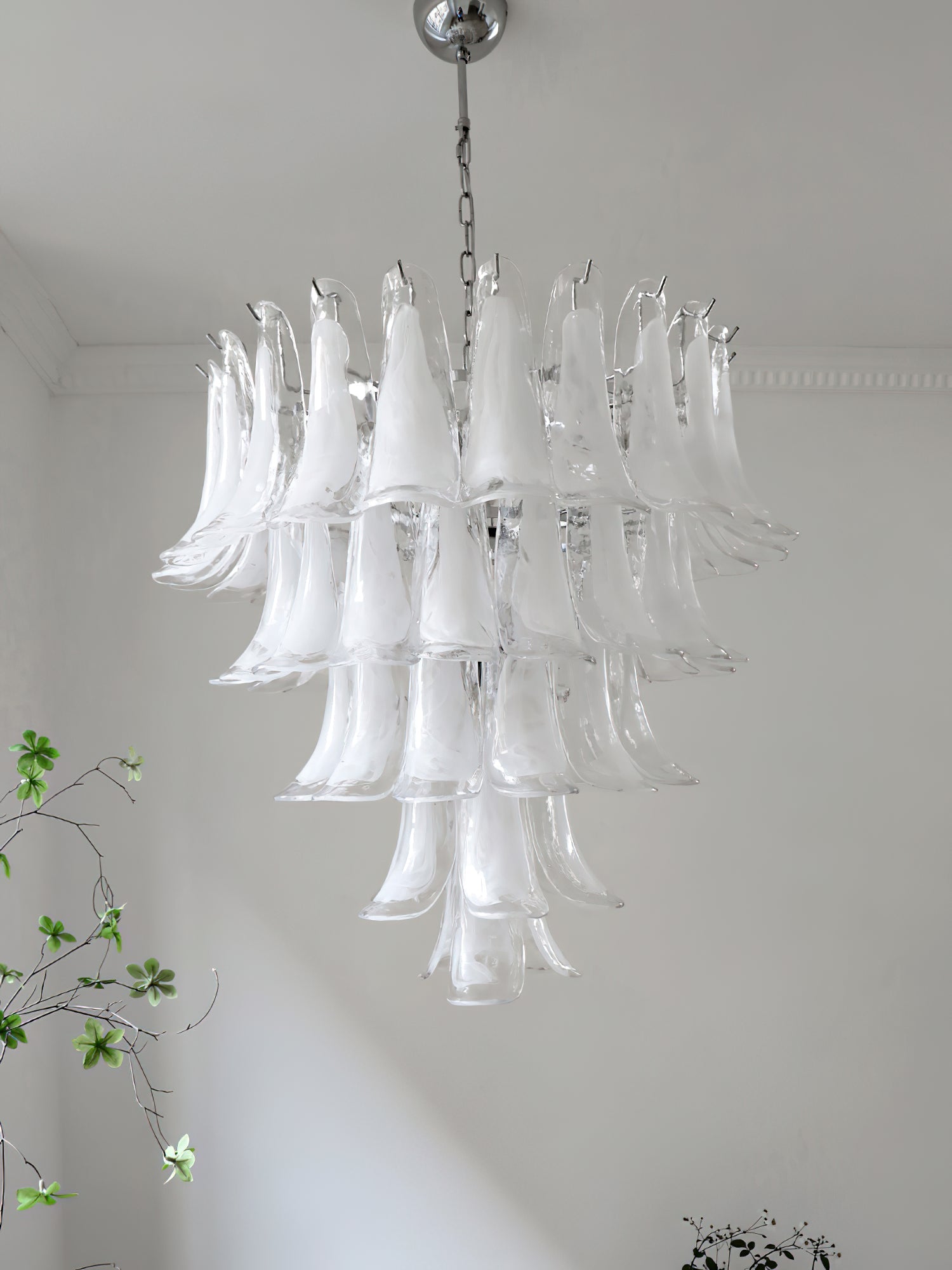 Aurora Chandelier Murano Glass Petals Vintage-Neutral Decor