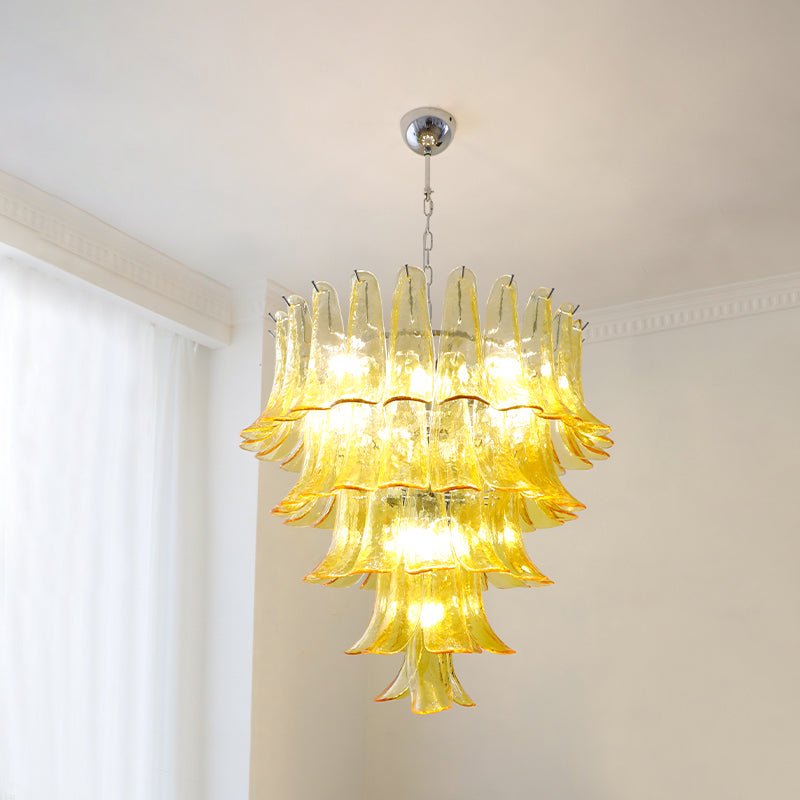 Aurora Chandelier Murano Glass Petals Vintage-Neutral Decor