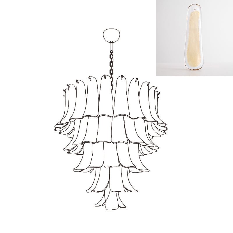 Aurora Chandelier Murano Glass Petals Vintage-Neutral Decor
