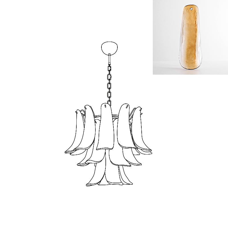 Aurora Chandelier Murano Glass Petals Vintage-Neutral Decor