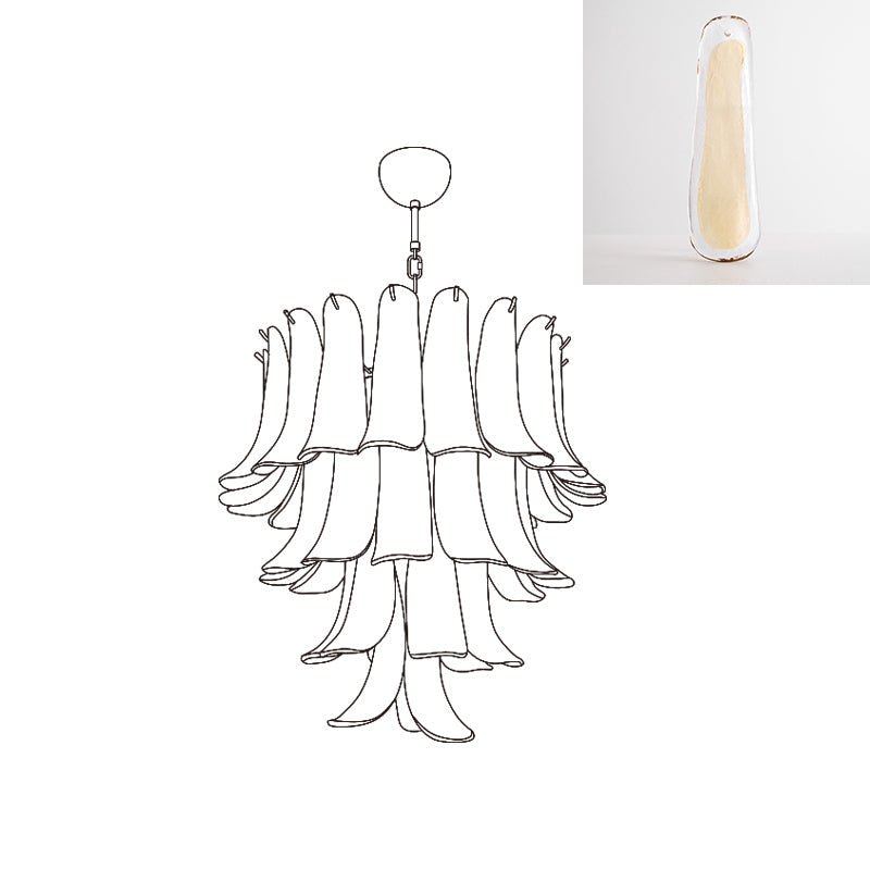 Aurora Chandelier Murano Glass Petals Vintage-Neutral Decor