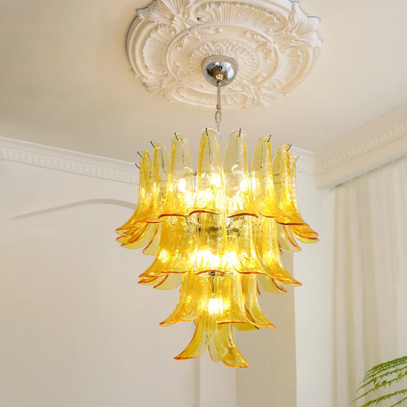 Aurora Chandelier Murano Glass Petals Vintage-Neutral Decor