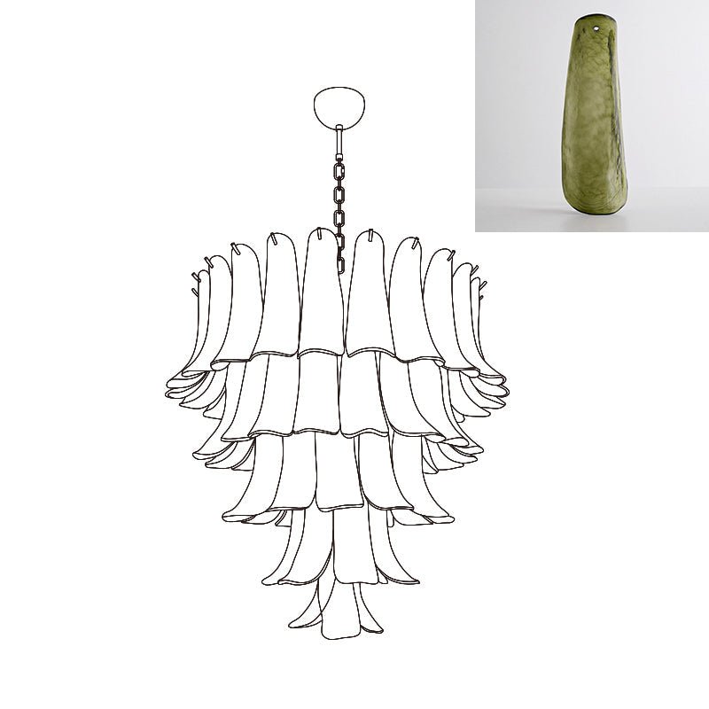 Aurora Chandelier Murano Glass Petals Vintage-Neutral Decor