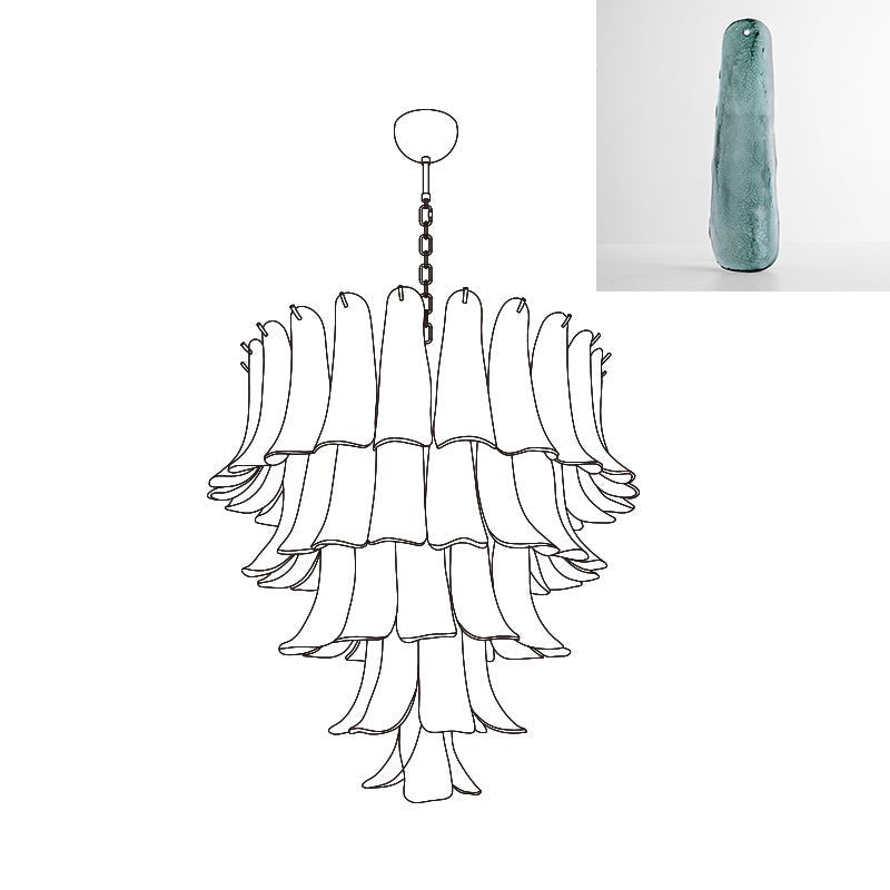 Aurora Chandelier Murano Glass Petals Vintage-Neutral Decor