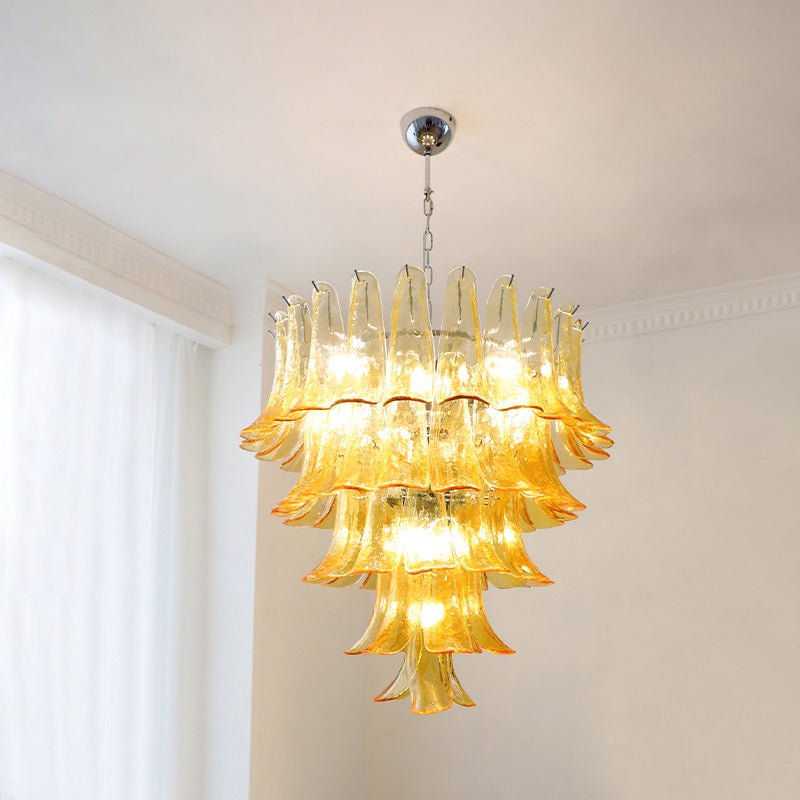 Aurora Chandelier Murano Glass Petals Vintage-Neutral Decor