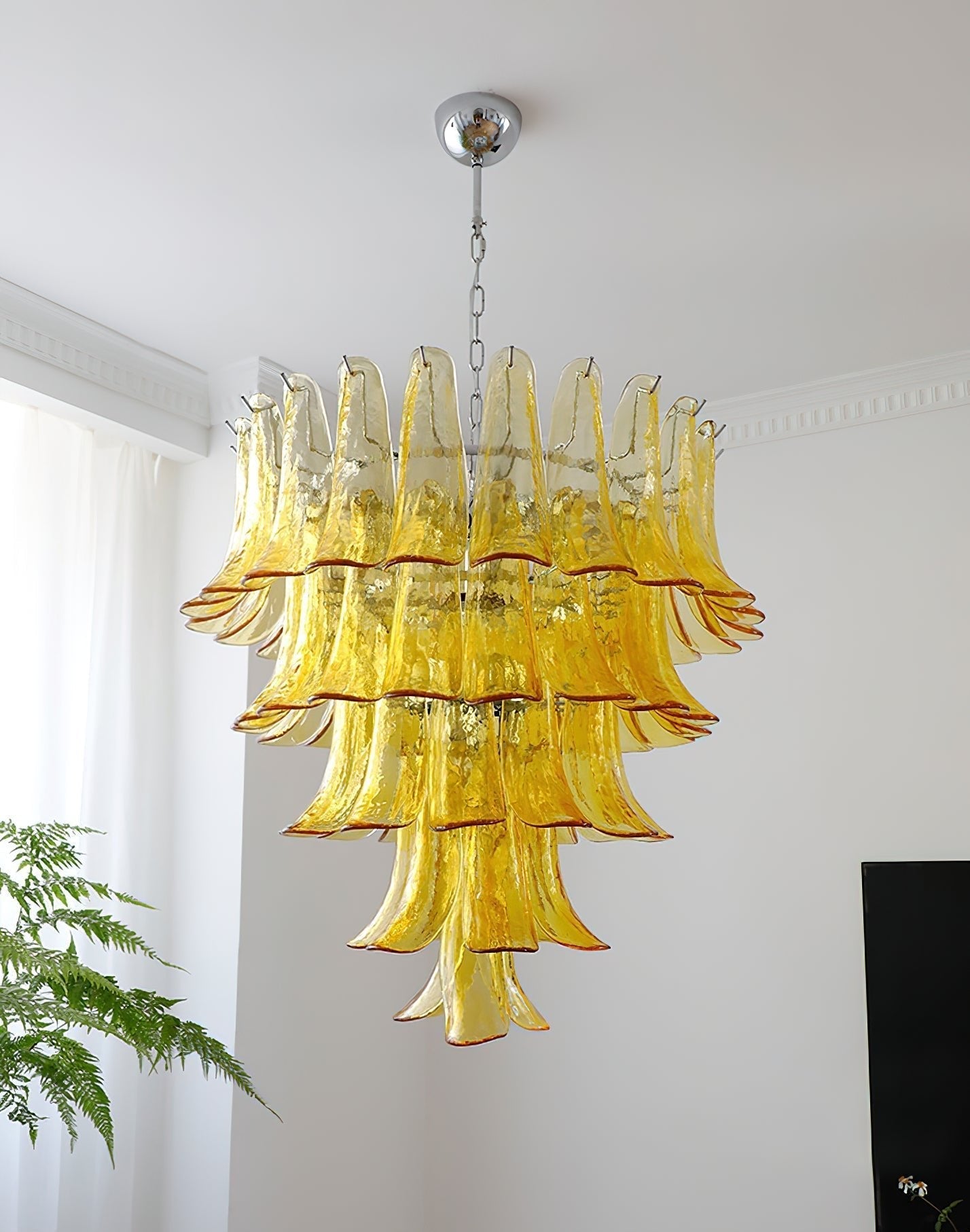 Aurora Chandelier Murano Glass Petals Vintage-Neutral Decor