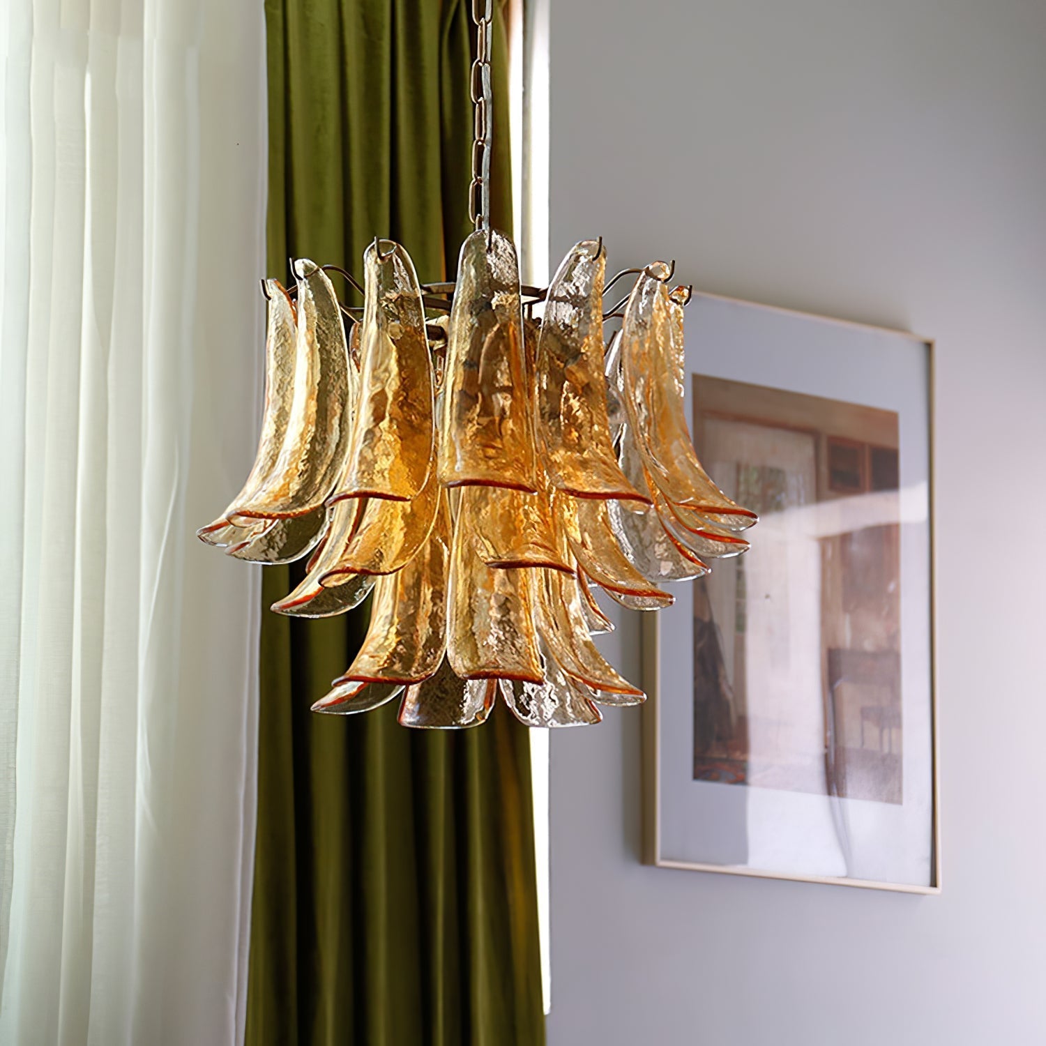 Aurora Chandelier Murano Glass Petals Vintage-Neutral Decor