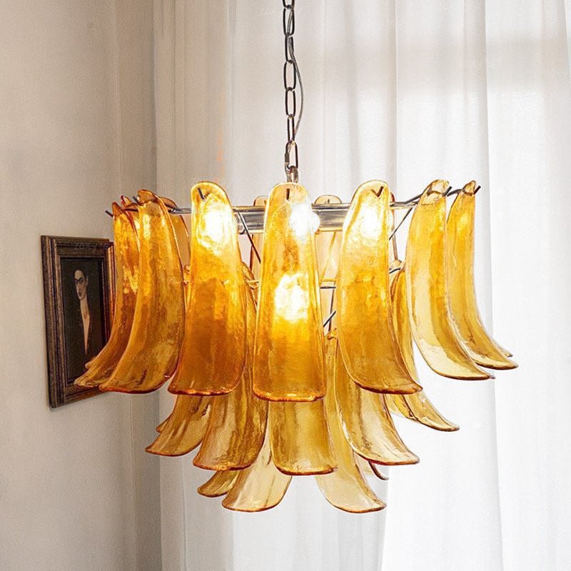Aurora Chandelier Murano Glass Petals Vintage-Neutral Decor