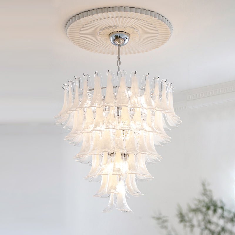 Aurora Chandelier Murano Glass Petals Vintage-Neutral Decor