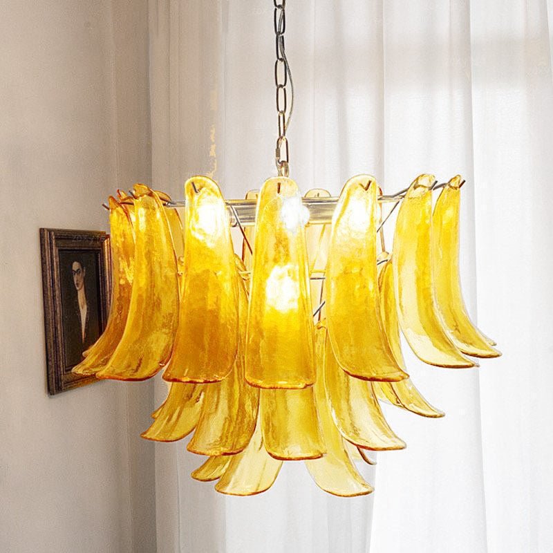 Aurora Chandelier Murano Glass Petals Vintage-Neutral Decor