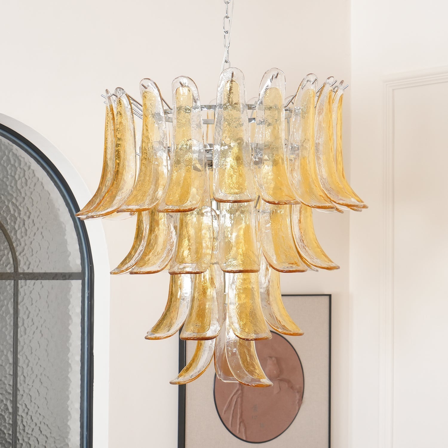 Aurora Chandelier Murano Glass Petals Vintage-Neutral Decor